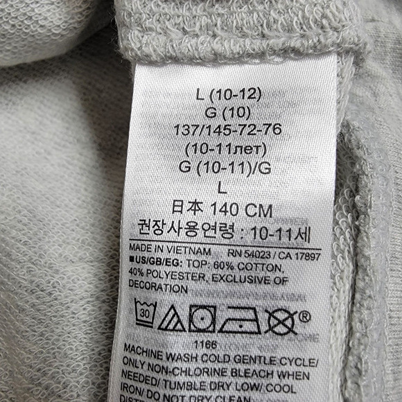 Gap Terry Lined Long Sleeve Graphic Print Pullover Sweatshirt Gray Girl's Size L - Picture 3 of 5